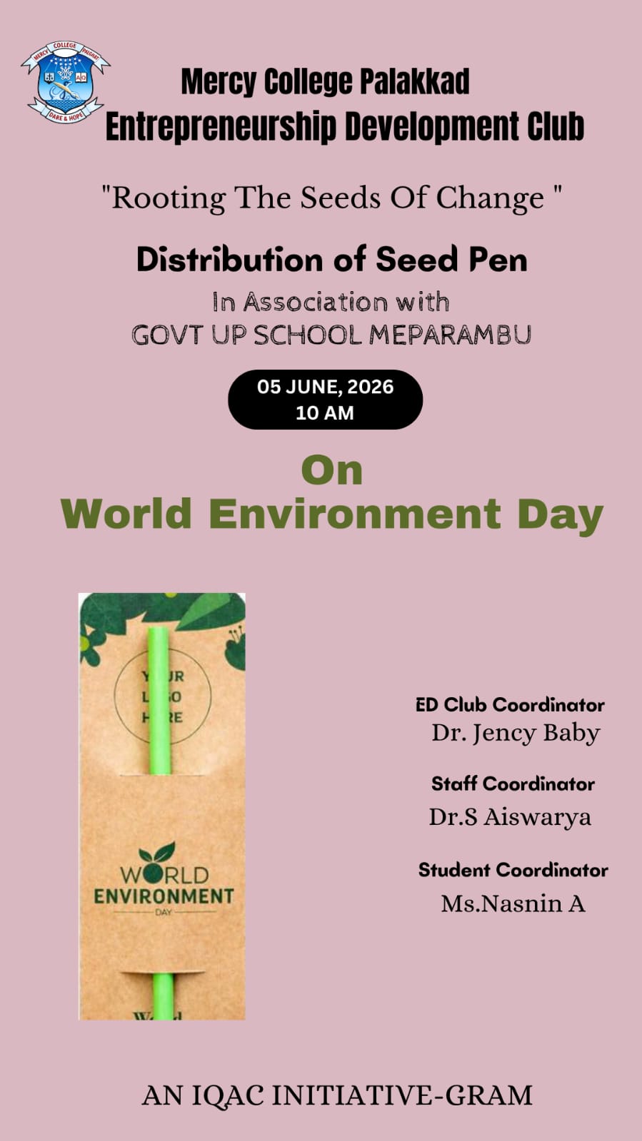 World Environment Day Observance – Distribution and Sale of Seed Pens.