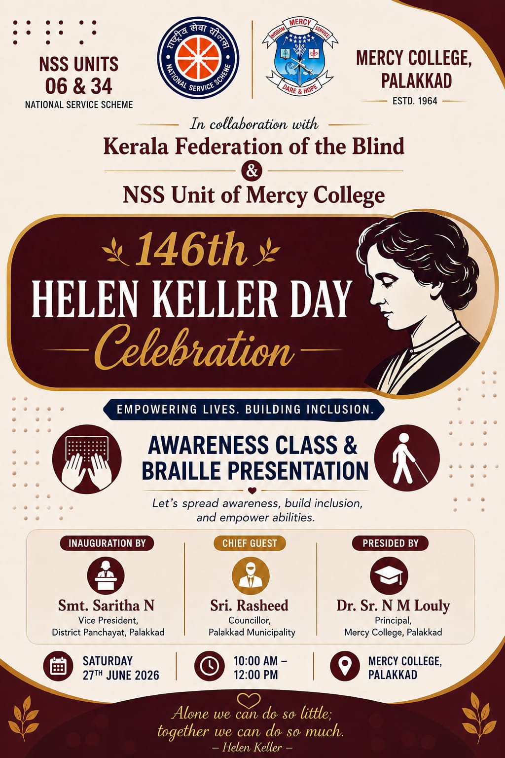 146th HELLEN KELLER DAY CELEBRATION